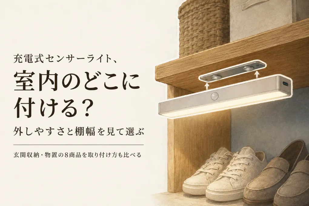 楽天でレビュー数が多い充電式センサーライト室内8選｜玄関収納・物置に合う長さと光の向きを比較