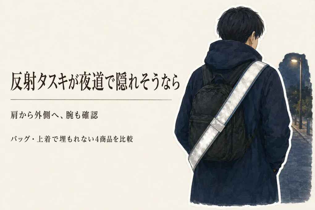 反射タスキはどこに付ける？夜道で上着やバッグに埋もれにくい位置と反射バンド4選